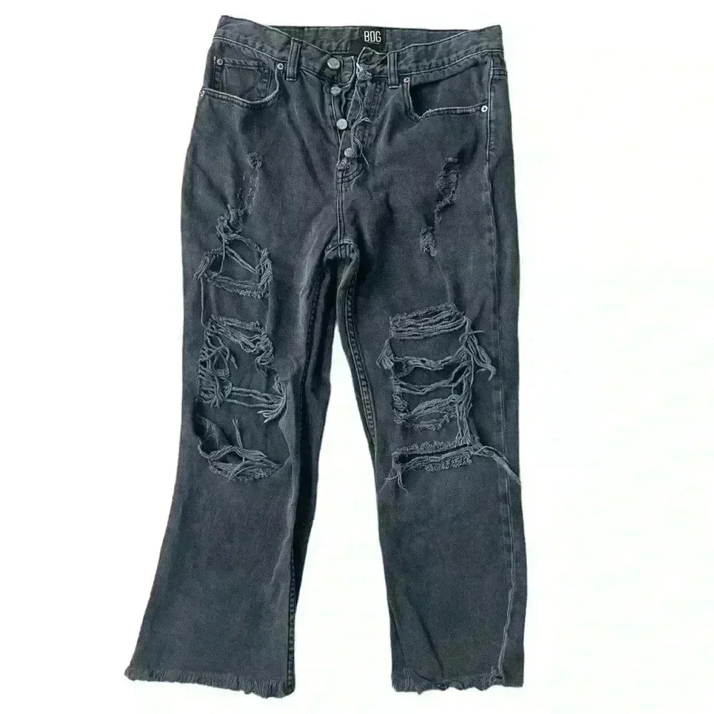 Urban Outfitters BDG High Rise Ripped Distressed Black Jeans Size 28